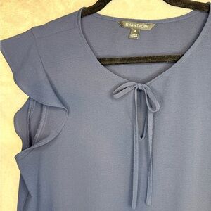 41 Hawthorn Navy Ruffle Sleeve Blouse